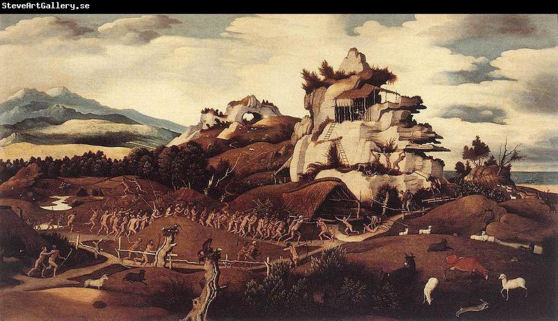 Jan Mostaert Landscape with an Episode from the Conquest of America or Discovery of America